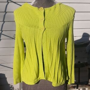 Eight🎱Eight🎱Eight LIME Ribbed 100%COTTON Cardi SIZE S